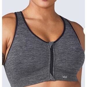 NWOT SHEFIT Lounge Bra Seamless Comfort Graphite Gray Black Front Zip 3Luxe